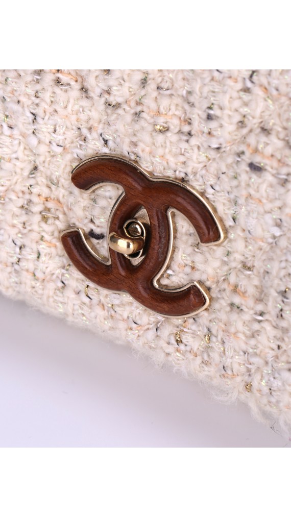 Chanel Wood Handle Tweed Bag