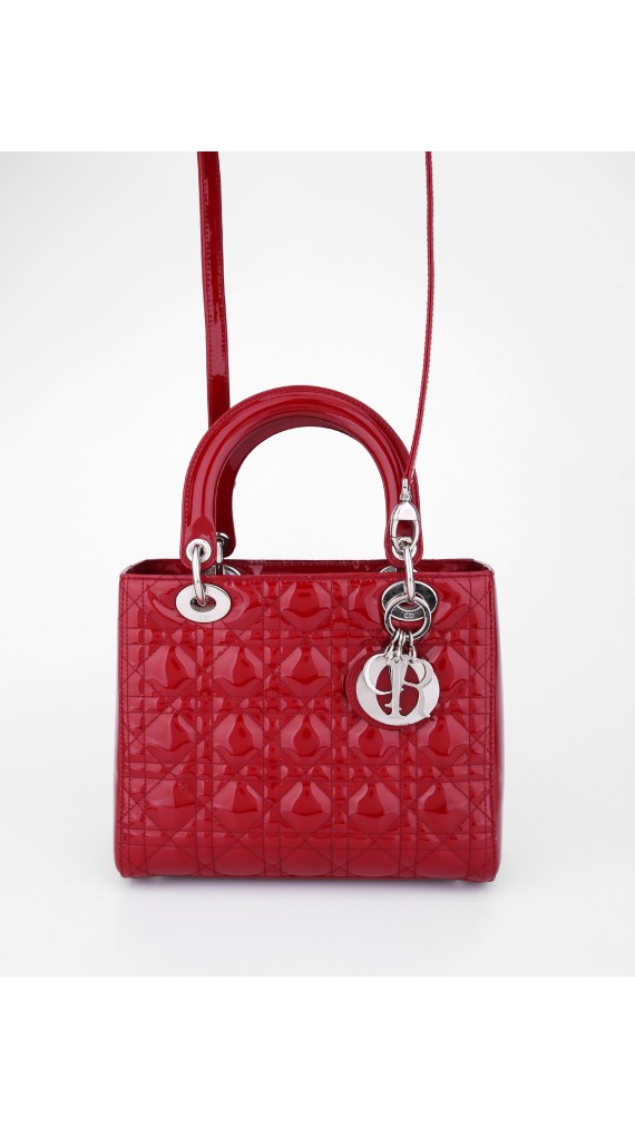 Lady Dior Patent Shoulder Bag Medium