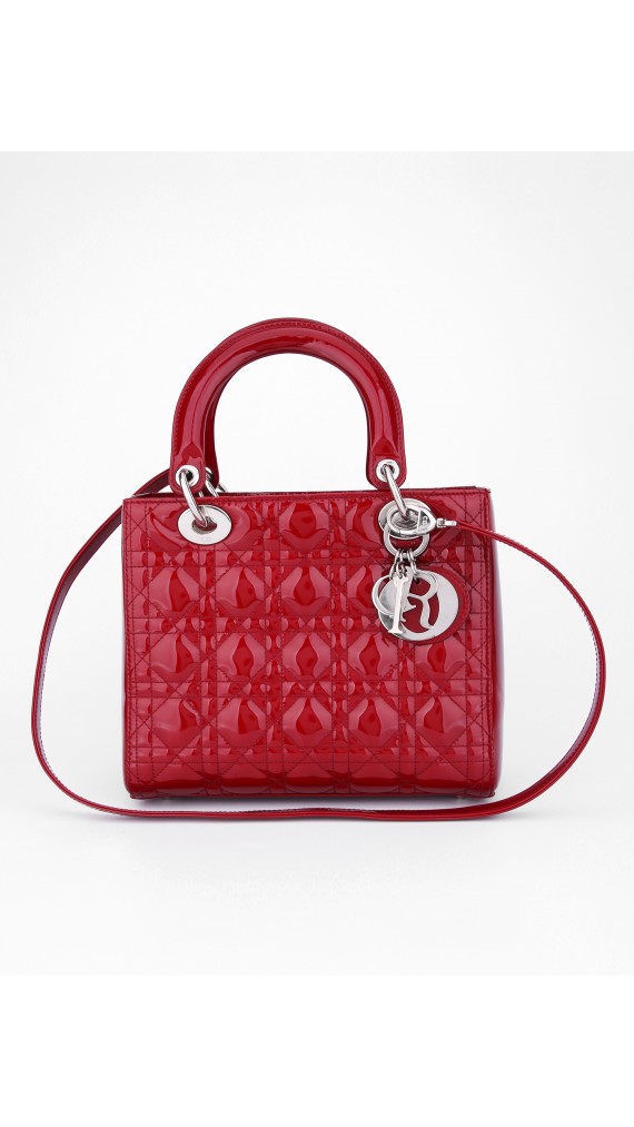 Lady Dior Patent Shoulder Bag Medium