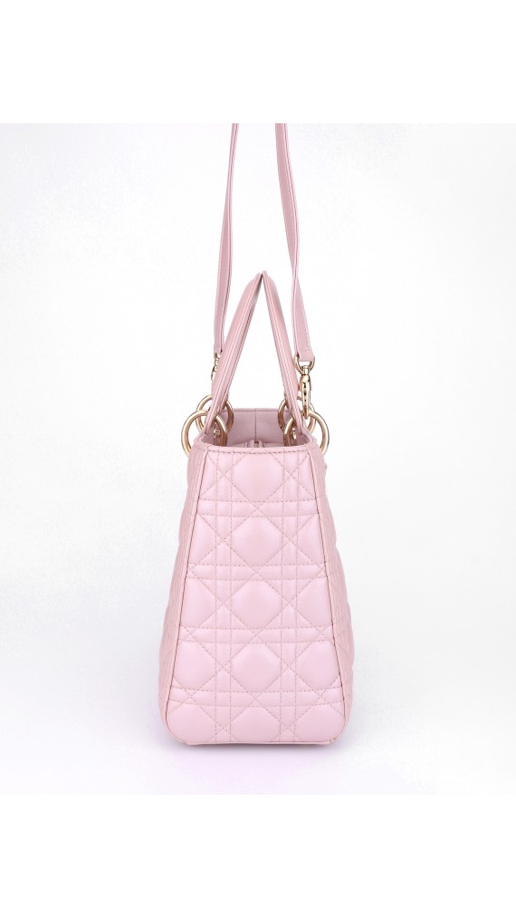 Lady Dior Medium Metallic Pink Shoulder Bag