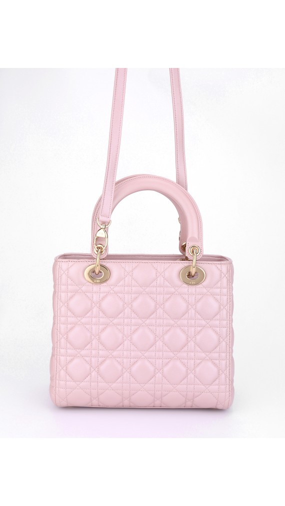 Lady Dior Medium Metallic Pink Shoulder Bag