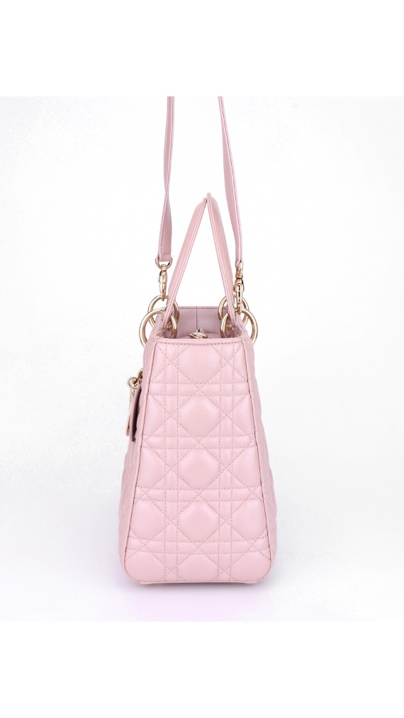 Lady Dior Medium Metallic Pink Shoulder Bag