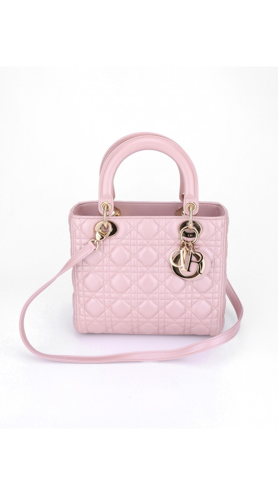 Lady Dior Medium Metallic Pink Shoulder Bag