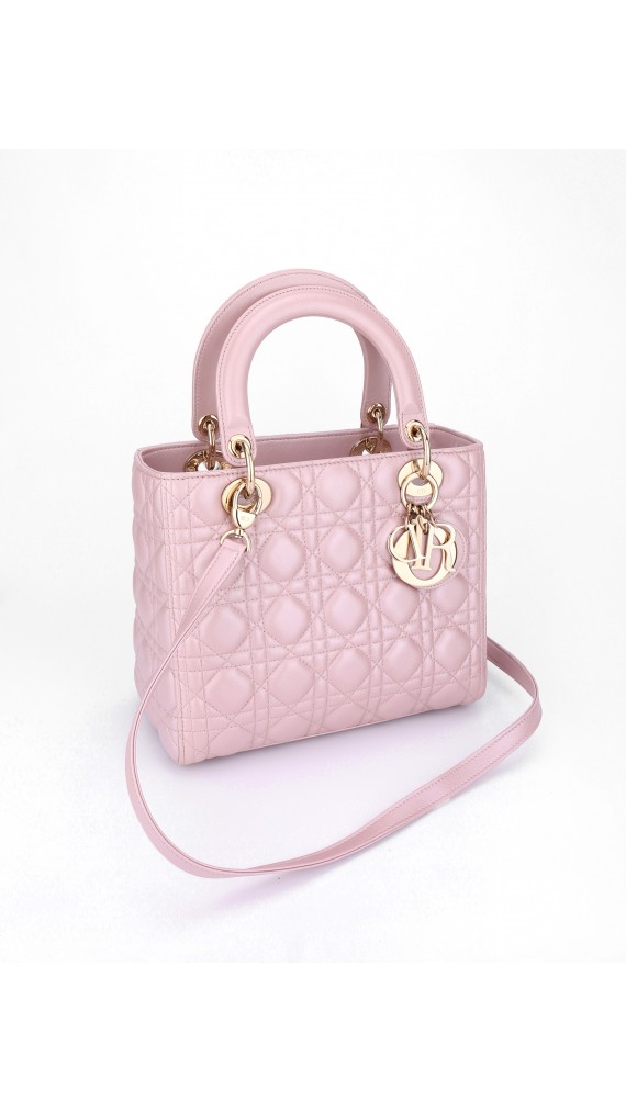 Lady Dior Medium Metallic Pink Shoulder Bag