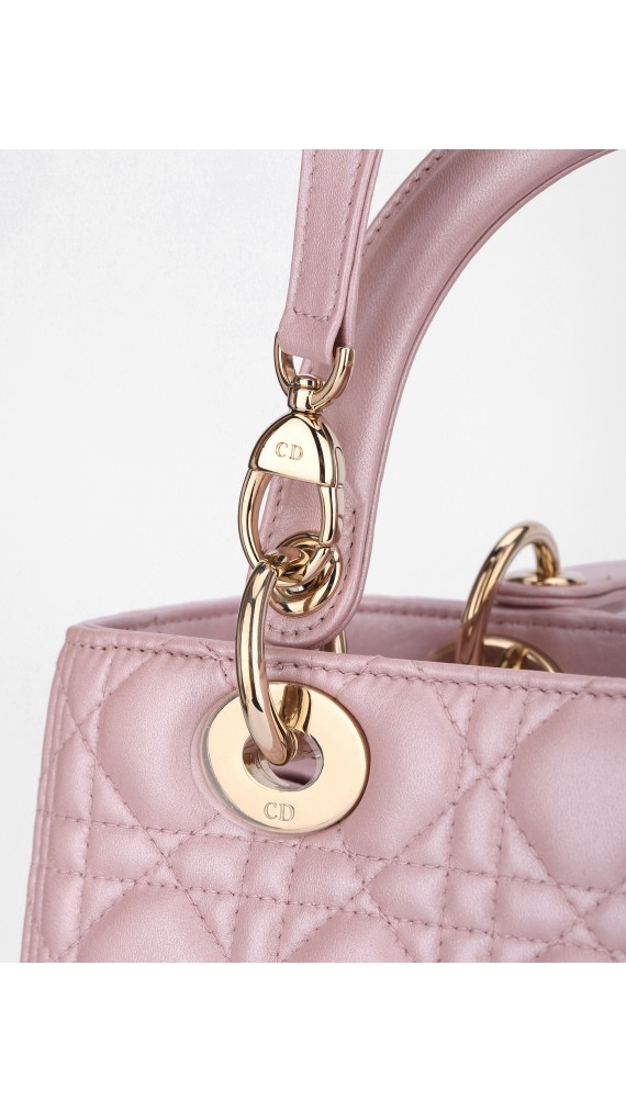 Lady Dior Medium Metallic Pink Shoulder Bag