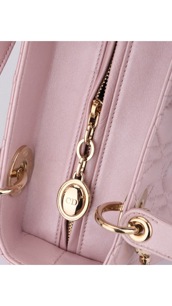 Lady Dior Medium Metallic Pink Shoulder Bag