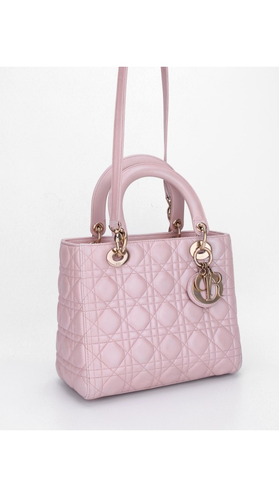 Lady Dior Medium Metallic Pink Shoulder Bag