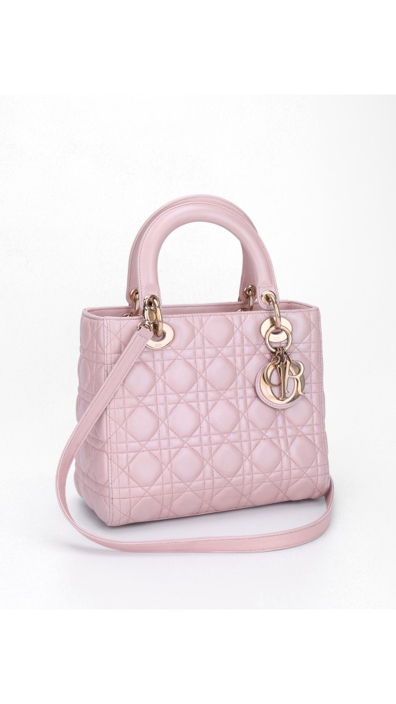 Lady Dior Medium Metallic Pink Shoulder Bag