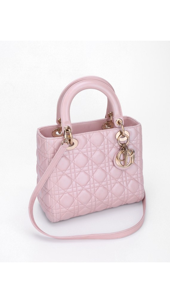 Lady Dior Medium Metallic Pink Shoulder Bag