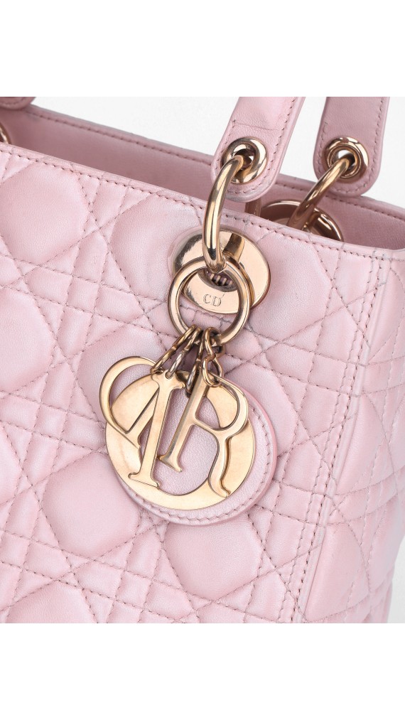 Lady Dior Medium Metallic Pink Shoulder Bag