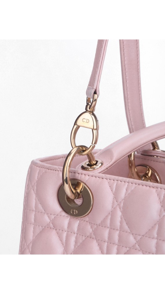 Lady Dior Medium Metallic Pink Shoulder Bag