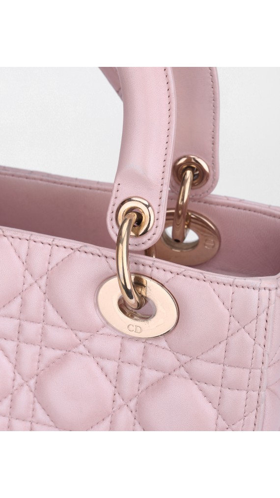 Lady Dior Medium Metallic Pink Shoulder Bag