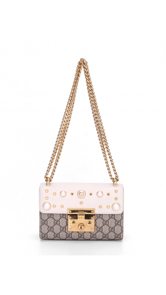 Gucci Pearl Studded Padlock Shoulder Bag