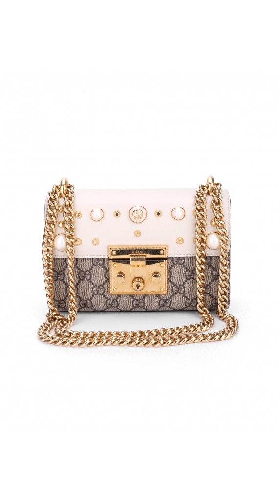 Gucci Pearl Studded Padlock Shoulder Bag