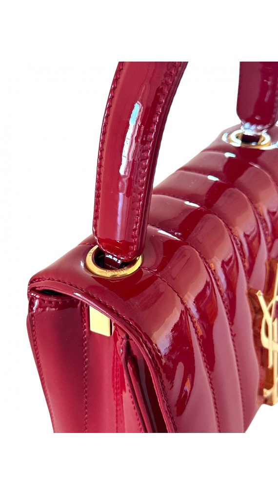 YSL Vicky small quilted patent-leather shoulder bag