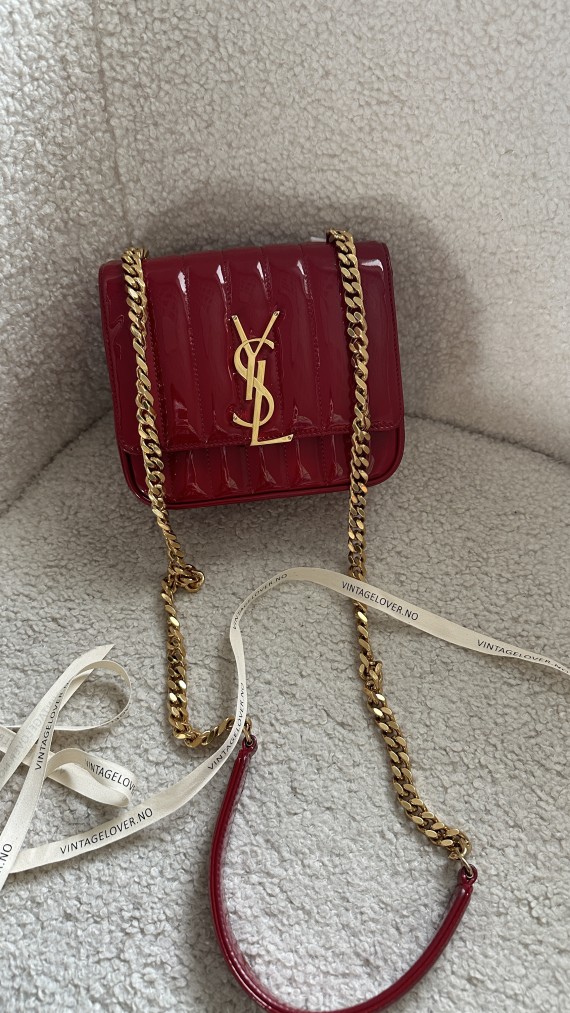 YSL Vicky small quilted patent-leather shoulder bag