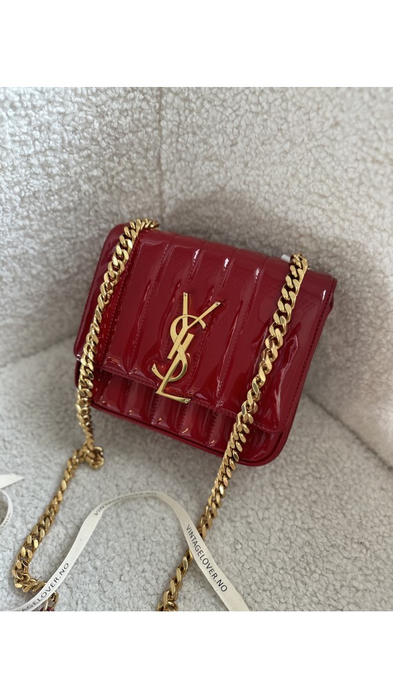 YSL Vicky small quilted patent-leather shoulder bag