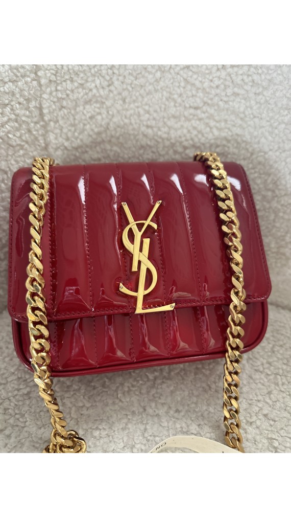 YSL Vicky small quilted patent-leather shoulder bag