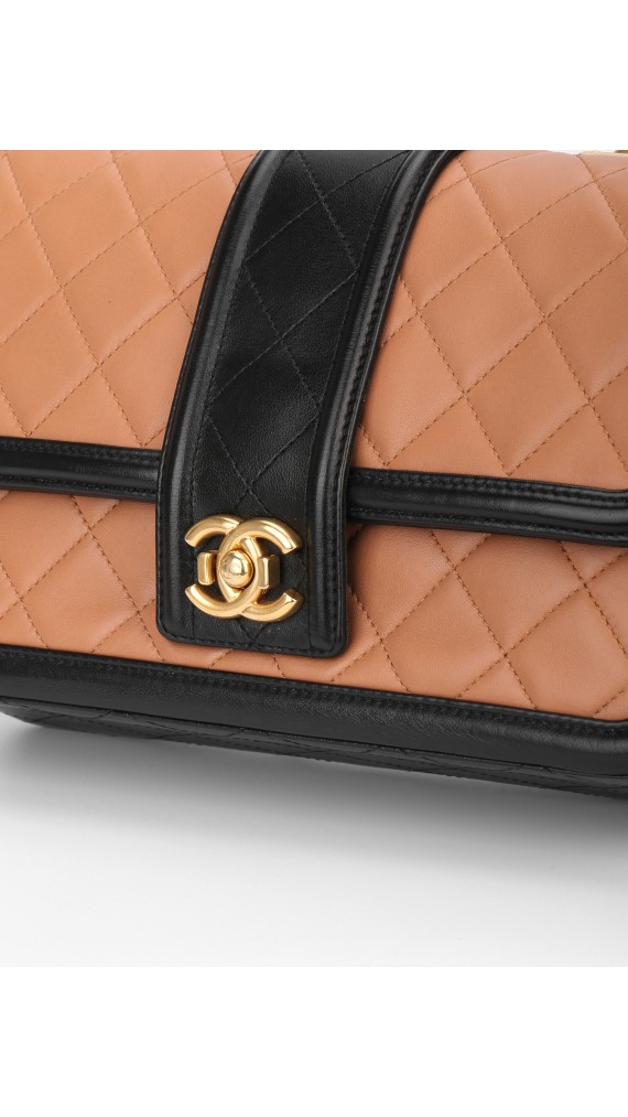 Chanel Quilted Medium Flap Beige and Black