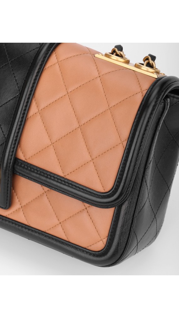 Chanel Quilted Medium Flap Beige and Black