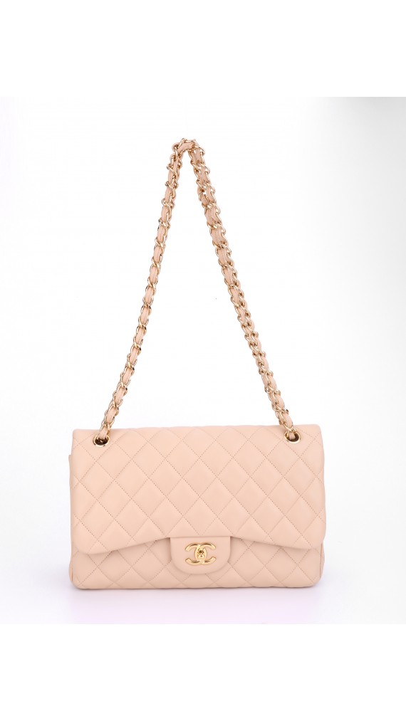 Chanel Classic Double Flap Beige Size Jumbo