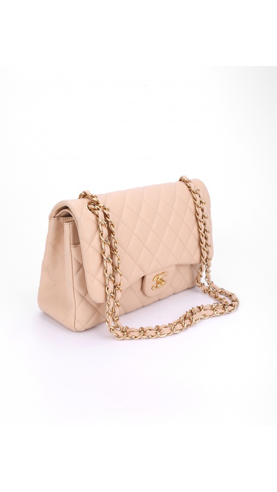 Chanel Classic Double Flap Beige Size Jumbo