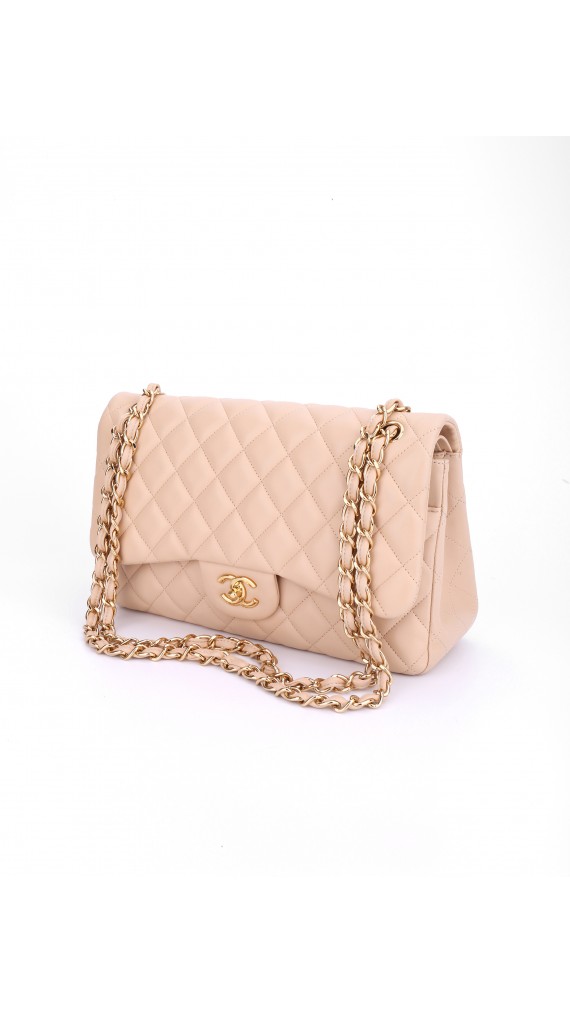 Chanel Classic Double Flap Beige Size Jumbo