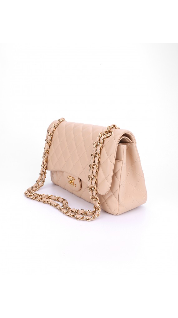 Chanel Classic Double Flap Beige Size Jumbo