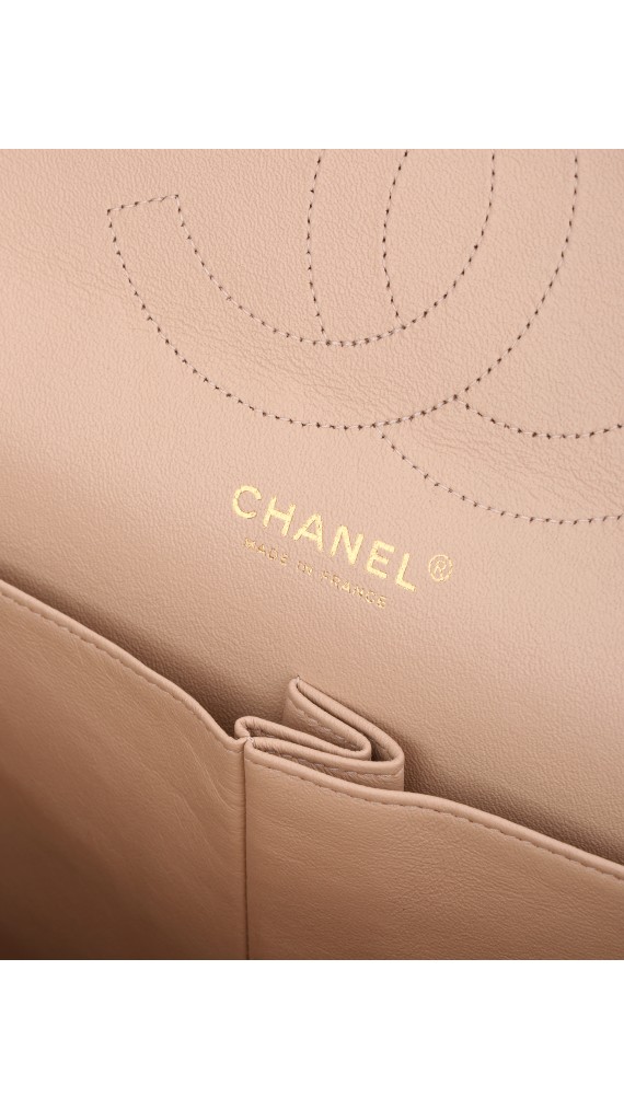 Chanel Classic Double Flap Beige Size Jumbo