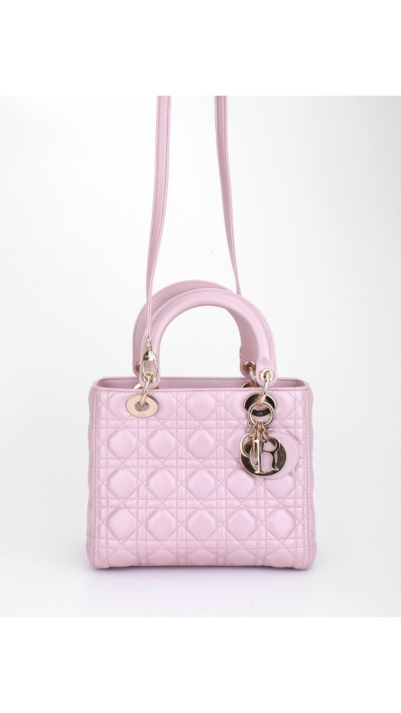 Lady Dior Metallic Pink Bag Size Medium