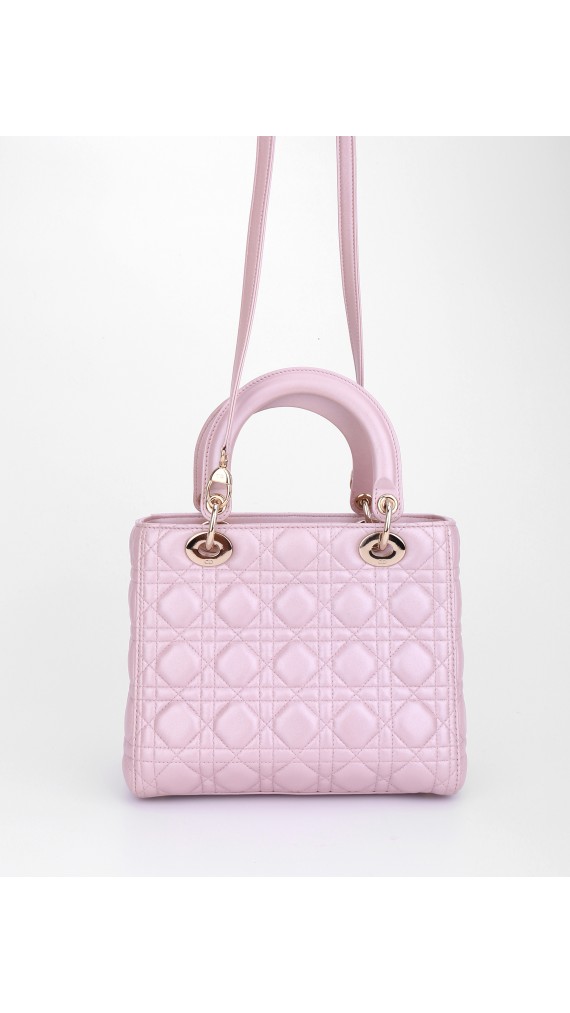 Lady Dior Metallic Pink Bag Size Medium