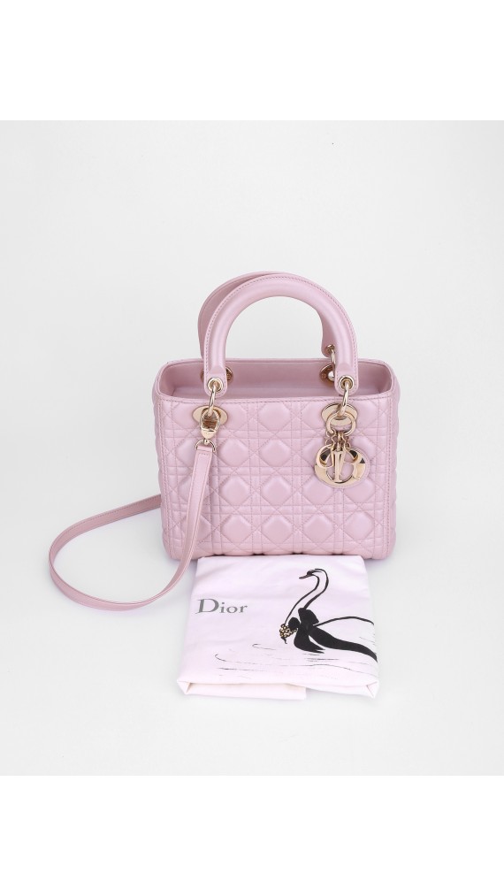 Lady Dior Metallic Pink Bag Size Medium