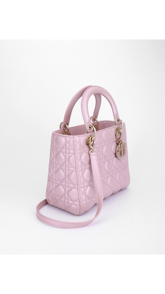 Lady Dior Metallic Pink Bag Size Medium