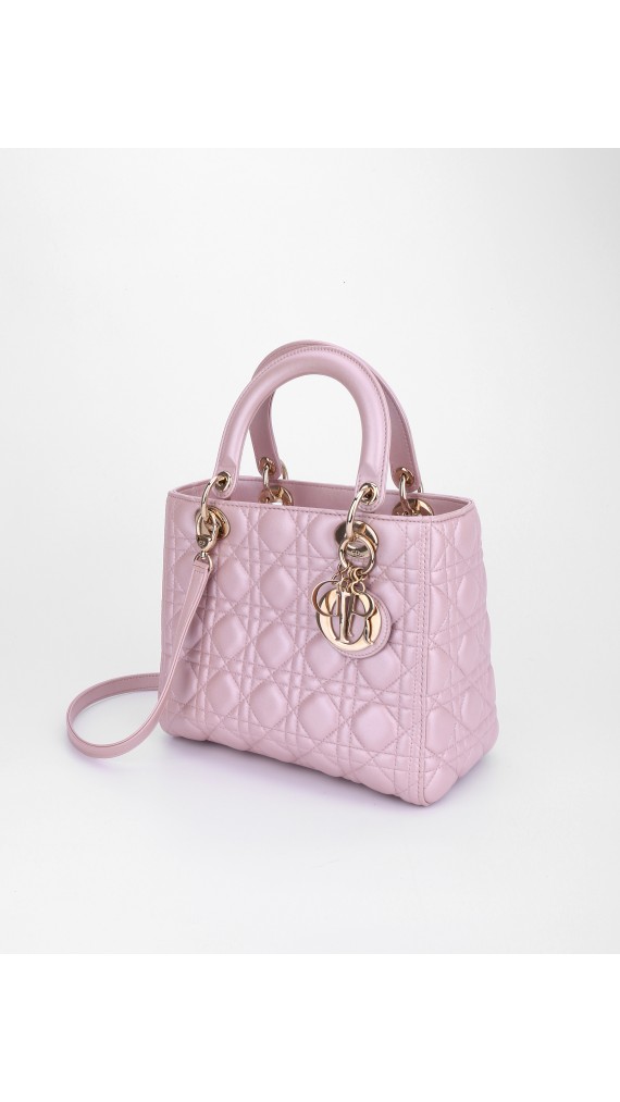 Lady Dior Metallic Pink Bag Size Medium