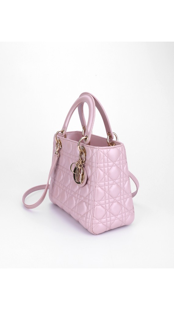 Lady Dior Metallic Pink Bag Size Medium