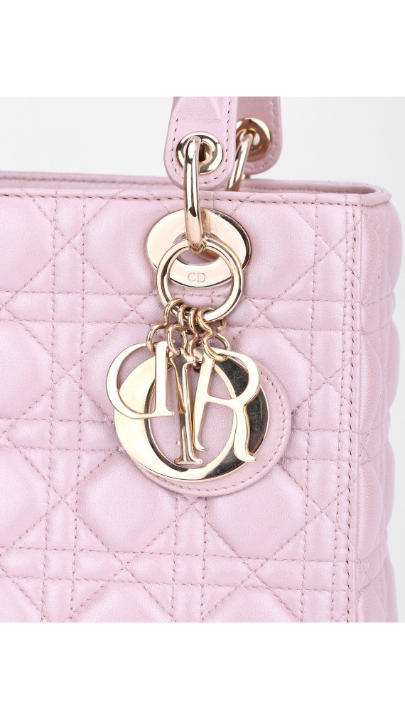 Lady Dior Metallic Pink Bag Size Medium