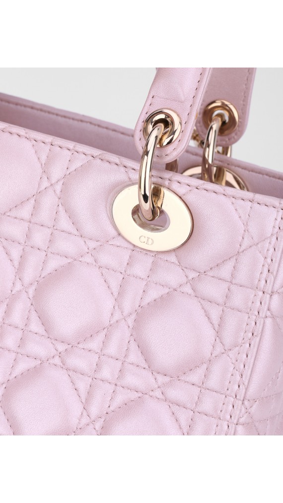 Lady Dior Metallic Pink Bag Size Medium