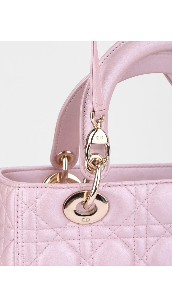 Lady Dior Metallic Pink Bag Size Medium