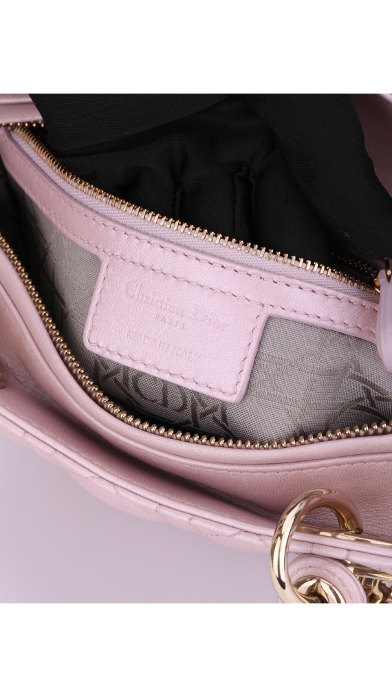 Lady Dior Metallic Pink Bag Size Medium