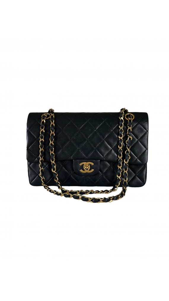 Chanel Vintage Classic Double Flap Size Medium(hardware belagt med 24k gull)