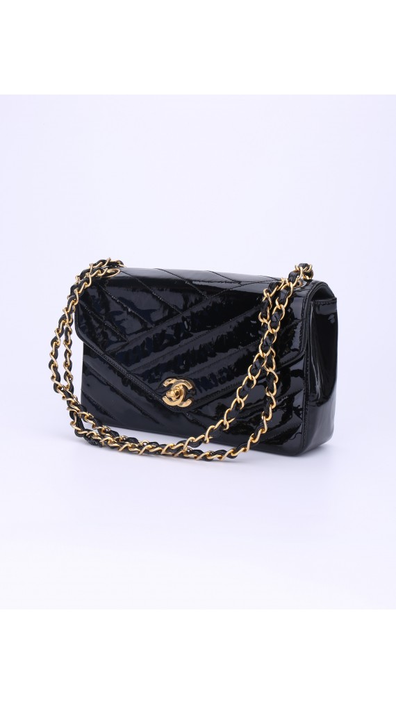 Chanel Single Flap Patent Shoulder Bag