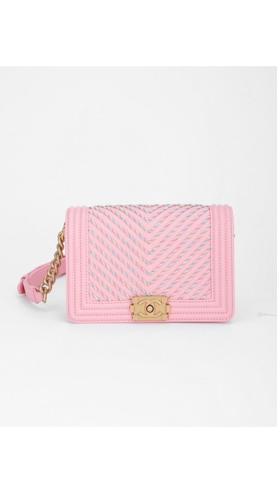 Chanel Calfskin Chevron Embroidered Boy By The Sea Flap Waist Belt Bag