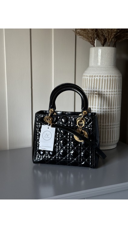 Christian Dior Lady Dior Patent Leather Bag