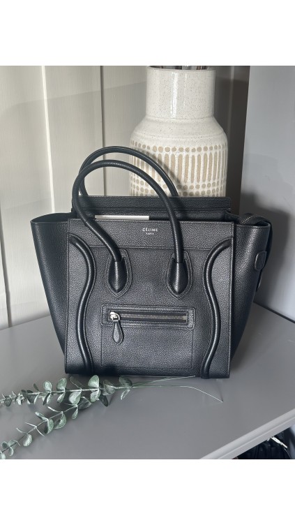 Klassisk Céline Luggage Tote i Svart Skinn