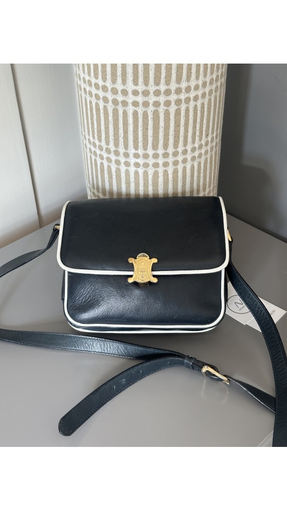 Vintage Céline Box Bag i Sort Skinn