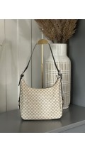 Celine Vintage Macadam Print Shoulder Bag in Beige