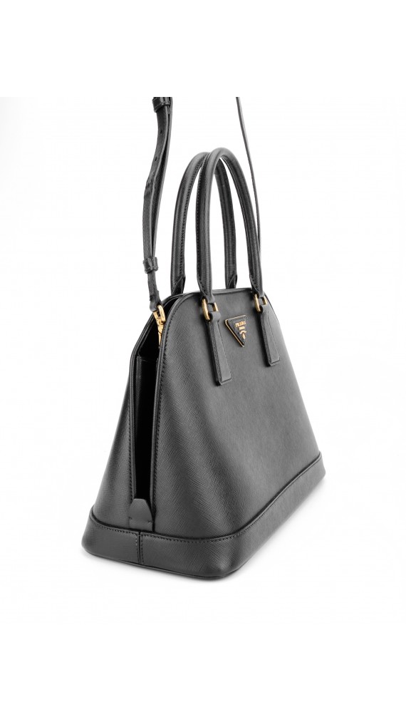 Prada Promenade Saffiano Lux Shoulder Bag i Sort