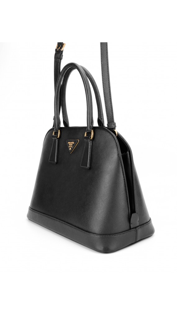 Prada Promenade Saffiano Lux Shoulder Bag i Sort