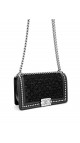 Chanel Boy Bag i Sort Glitrende Tweed Size Medium