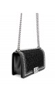 Chanel Boy Bag i Sort Glitrende Tweed Size Medium